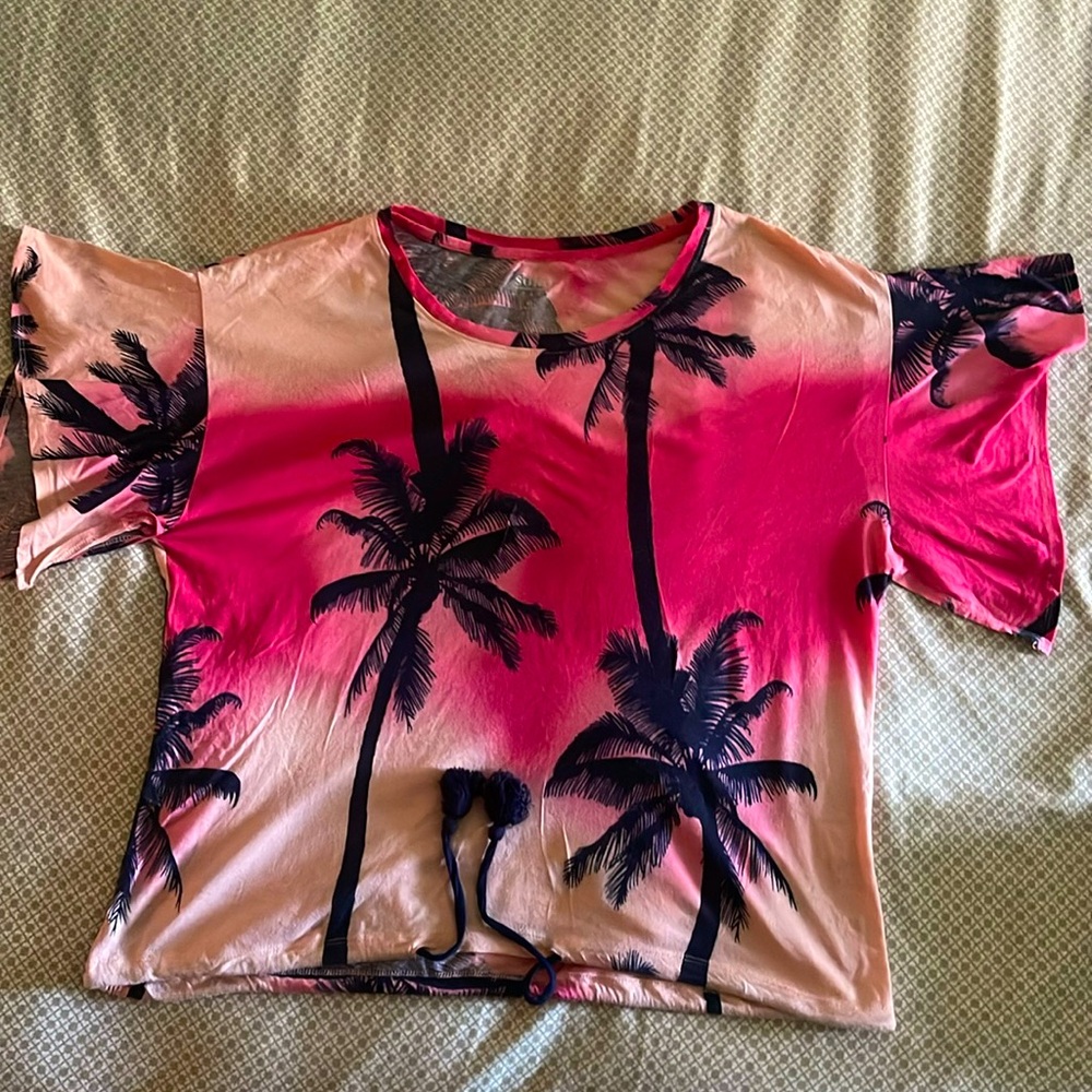 Pink Ombré Palm Print T-Shirt